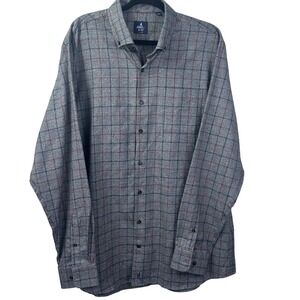 johnnie-O LS Shirt Mens XXLarge Gray Plaid Button down Top Shelf Casual‎ Preppy